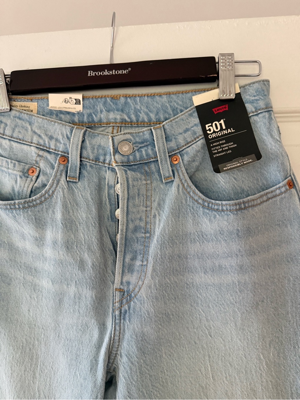 Levi's Light Blue Straight Womens Jeans - 501 Style - Picture 5 of 5